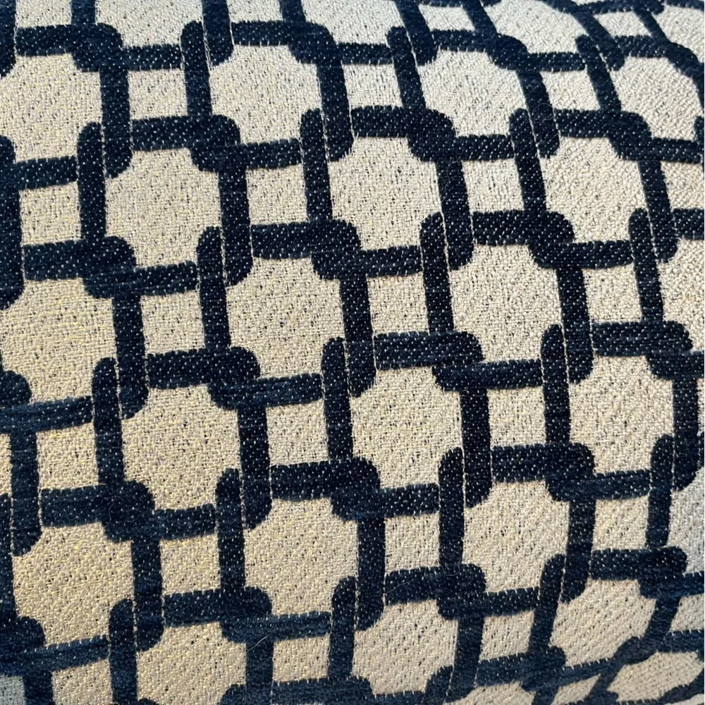 Blue and Tan Feather Bolster Accent Pillow Rectangle Geometric